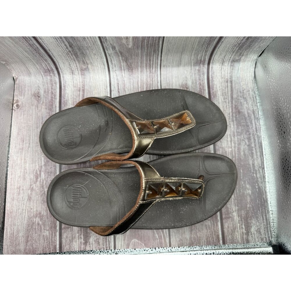 FitFlop Women's Pietra Sandal Brown Toe Post Jewel Size 7 - Picture 6 of 8